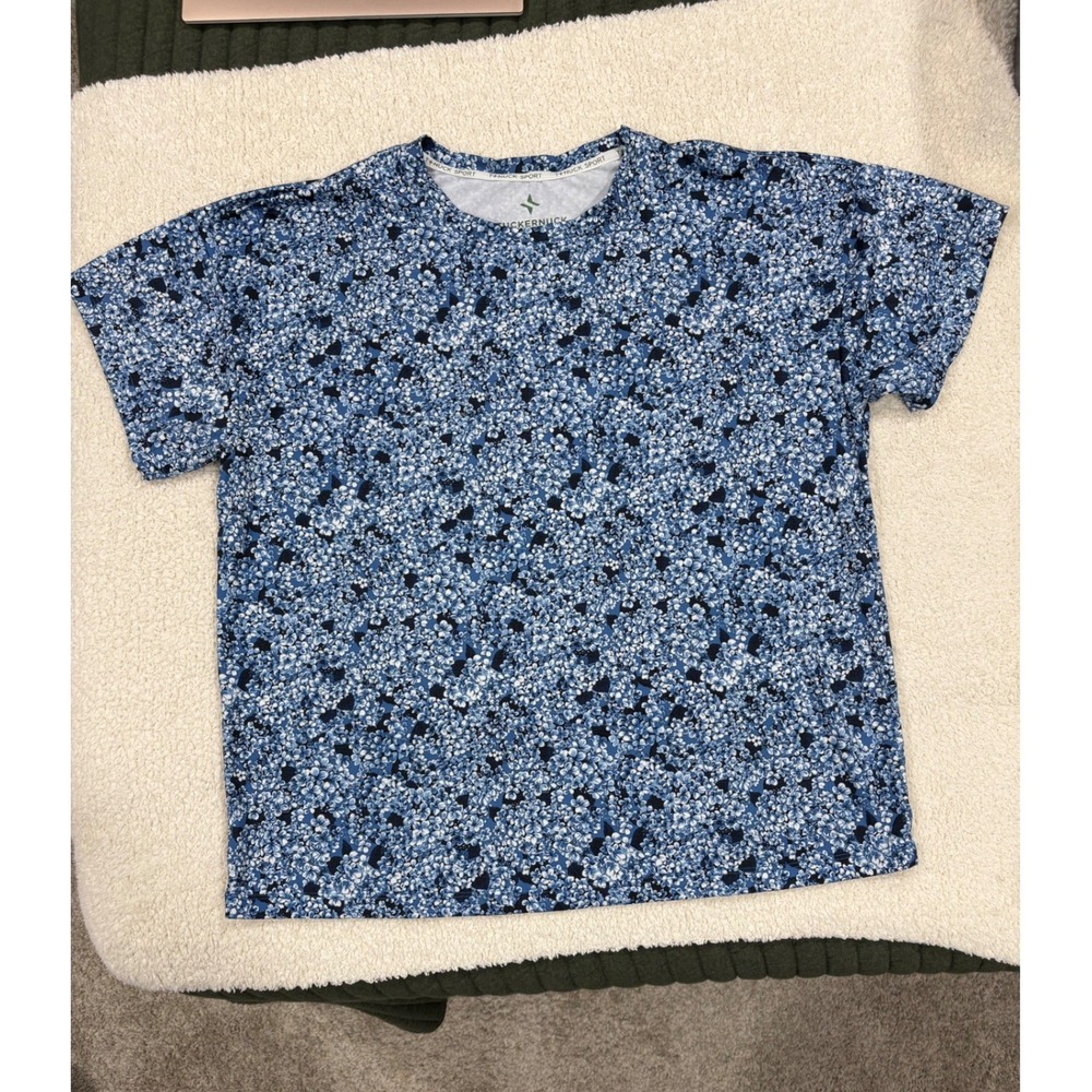 Tuckernuck Tnuck Sport Short Sleeve Performance Tee Shirt Floral Print Blue Med - Picture 1 of 5
